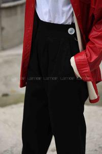 Modalamelif Yanı Fermuarlı Kot Pantolon Siyah