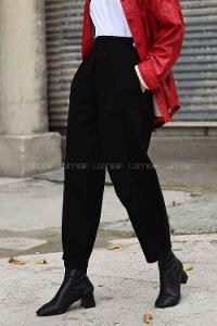 Modalamelif Yanı Fermuarlı Kot Pantolon Siyah