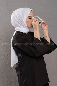 Modalamelif Beyaz  Pamuk Vual Şal