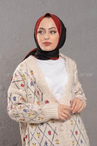 Modalamelif Siyah Kiremit Monogram Şal