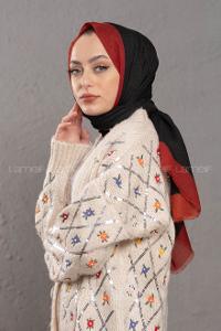 Modalamelif Siyah Kiremit Monogram Şal