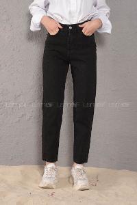 Modalamelif Çift Cepli Yüksek Bel Kot Pantolon Siyah