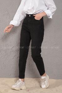 Modalamelif Çift Cepli Yüksek Bel Kot Pantolon Siyah