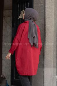 Modalamelif Çift Cepli Gabardin Gömlek Bordo