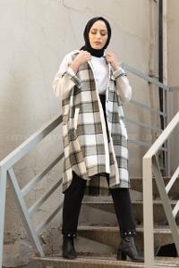 Modalamelif Ekose Garnili Kadife Gömlek Haki