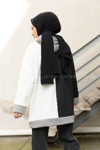 Modalamelif Kapşonlu Garnili Scuba Sweatshirt Siyah