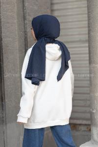 Modalamelif Nasa Üç İplik Yazı Baskılı Kapşonlu Sweat Beyaz