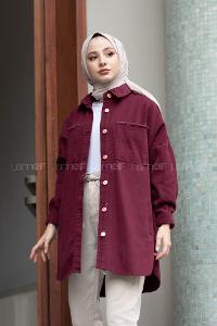 Modalamelif Oversize Cepli Kot Ceket Bordo
