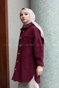 Modalamelif Oversize Cepli Kot Ceket Bordo