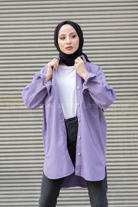 Modalamelif Oversize Cepli Kot Ceket Lila