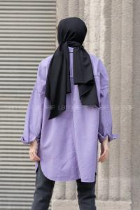 Modalamelif Oversize Cepli Kot Ceket Lila