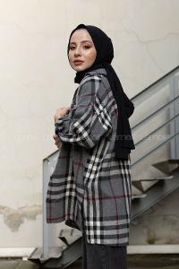 Modalamelif Tek Cepli Oduncu Gömlek Bordo Gri