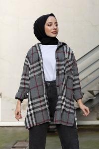 Modalamelif Tek Cepli Oduncu Gömlek Bordo Gri