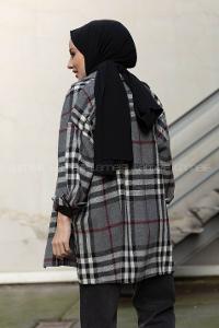 Modalamelif Tek Cepli Oduncu Gömlek Bordo Gri