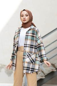 Modalamelif Yarasa Kol Oduncu Gömlek Ekru Mint