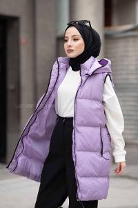Modalamelif Arkası Lastikli Şişme Yelek Lila