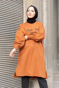 Modalamelif Balon Kol Love Tunik Kiremit