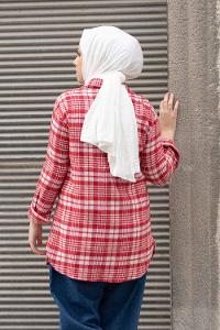 Modalamelif Çift Cepli Ekose Desen Gömlek Kırmızı