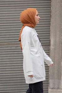 Modalamelif Coco Baskılı Sweatshirt Ekru Siyah