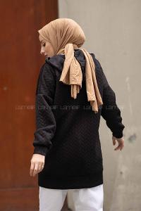 Modalamelif Kapşonlu Kapitone Hırka Siyah