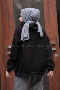 Modalamelif Kapşonlu Salaş Sweatshirt Siyah