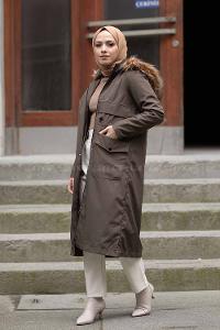 Modalamelif Körük Cepli kapşonlu Mont Haki