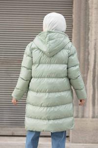 Modalamelif Önü Fermuarlı Şişme Mont Mint Yeşili