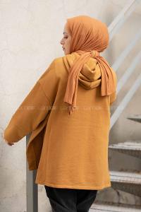 Modalamelif Isabella Düşük Kol Z Üç İplik Sweat Hardal Sarısı