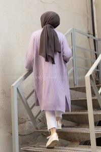 Modalamelif Salaş Fitilli Triko Hırka Lila