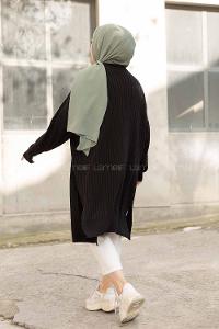 Modalamelif Salaş Fitilli Triko Hırka Siyah