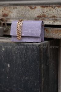 Modalamelif Zincir Askılı  Desen Çanta Lila