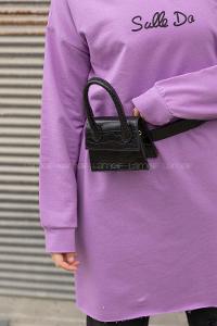 Lamelif Kapak Kilitli  Desen Çanta Siyah