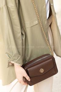 Modalamelif İki Bölemeli Miniadure Çapraz Çanta Acı Kahve