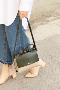 Modalamelif Kapak Renkli Çapraz Çanta Yeşil