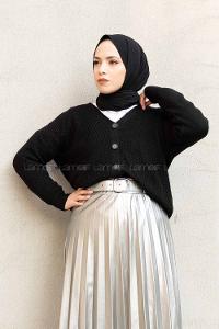 Modalamelif Düşük Kol Triko Hırka Siyah