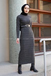 Modalamelif Füme Fitilli Triko Elbise