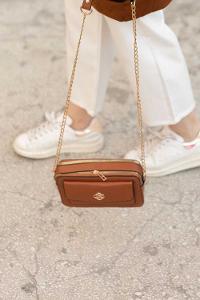 Modalamelif İki Bölemeli Miniadure Çapraz Çanta Taba