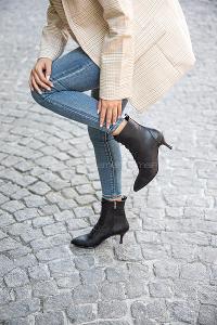 Modalamelif Pino Ökçe Bağcıklı Deri Bot Siyah