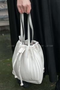 Modalamelif Bagmori Pileli Çapraz Çanta Beyaz