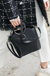 Modalamelif  Halka Detaylı Parça Detay Çanta Siyah