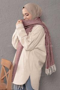 Modalamelif Desenli Bordo Atkı