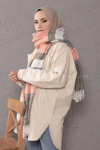 Modalamelif Desenli Gri Haki Atkı