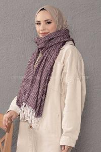 Modalamelif Desenli Mürdüm Atkı