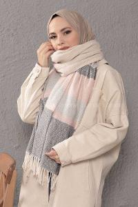 Modalamelif Desenli Pudra Siyah Atkı