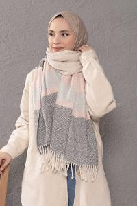 Modalamelif Desenli Pudra Siyah Atkı