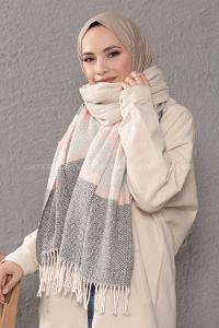 Modalamelif Desenli Pudra Siyah Atkı