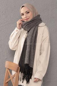 Modalamelif Desenli Siyah Atkı