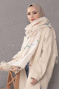 Modalamelif Ekose Desenli Taş Turkuaz Atkı