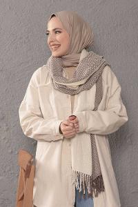 Modalamelif Zigzag Desenli Soft Kahve Atkı