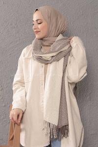 Modalamelif Zigzag Desenli Soft Kahve Atkı
